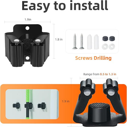 8 PCS Broom Holder Wall Mount, Upgraded Heavy Duty Mop and Broom Holder Wall Mount, Stainless Steel Broom Hanger Mop Holder Rack for Kitchen Laundry Garden Tool Organizer