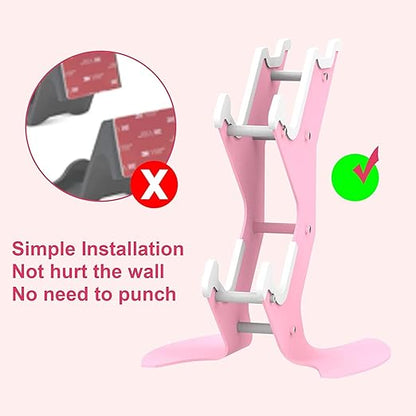 Controller Holder Pink, Game Controller Rack Headset Stand for Xbox Series X S/Xbox one / PS5 / PS4 / NS/PC/Headset, Aluminum Metal Headset Mount Universal Organizer for Video Game Accessories