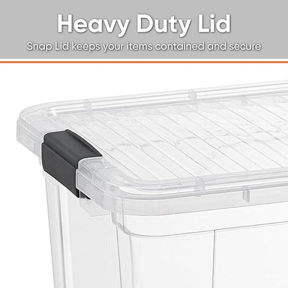 Superio Storage Bins with Lids- 6 Pack, 6.6 Qt Clear Boxes for Organizing, Stackable Plastic Containers- BPA Free, Non-Toxic, Odor Free, Organizer for Home, Office, Dorm