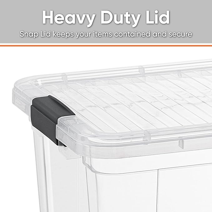 Superio Small Clear Storage Box with Lid, 6.6 Quart Plastic Container Bins for Organizing, Stackable Crates, BPA Free, Non Toxic, Odor Free, Organizers for Home, Office, School, and Dorm