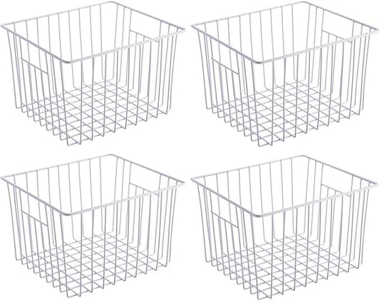 SANNO 11“ Freezer Baskets Storage Organizers, Farmhouse Organizer Bins for Cabinets, Pantry, Closets, Bedrooms