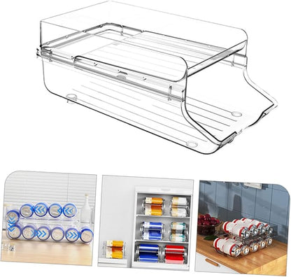 Mobestech Double Can Dispenser Clear Drink Organizer for Fridge and Pantry Space Saving Soda Storage Box Capacity Beverage Holder for Easy Access Kitchen Organizer