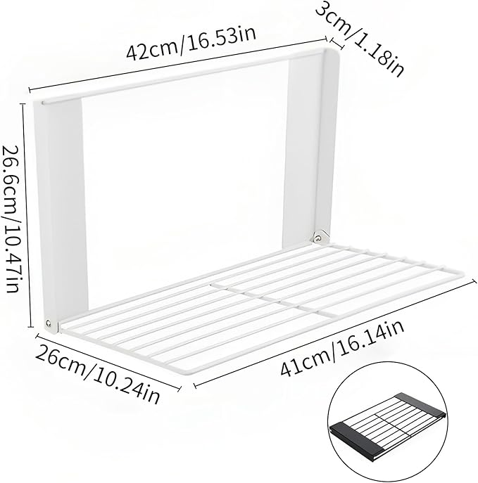 Magnetic Multi-Purpose Organizer Shelf – Space-Saving Side Storage for Washing Machine, Fridge & Bathroom, Folding Towel Rack for Laundry Room & Camper Sink Area – White