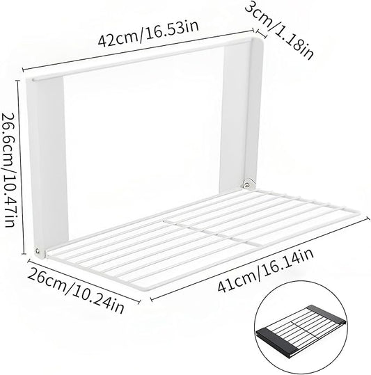 Magnetic Multi-Purpose Organizer Shelf – Space-Saving Side Storage for Washing Machine, Fridge & Bathroom, Folding Towel Rack for Laundry Room & Camper Sink Area – White