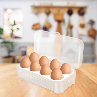 Yardwe Egg Storage Box 8 Egg Holder with Secure Lock Lightweight Pp Material Refrigerator Organizer for Kitchen and Camping Space Saving Carrier
