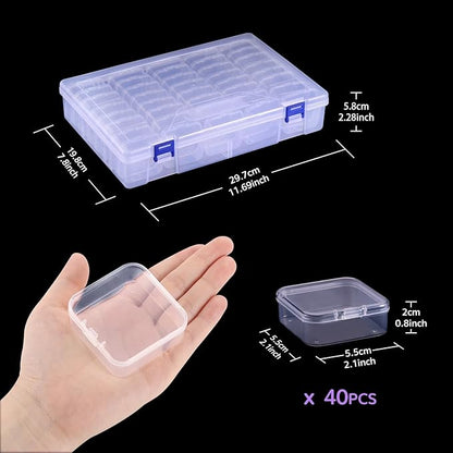 Funtopia 40 Pcs Bead Organizers and Storage, Small Clear Plastic Storage Containers with Lids, Mini Transparent Organizer Boxes for Jewelry, Toys, Beads, Small Parts and Crafts Accessories