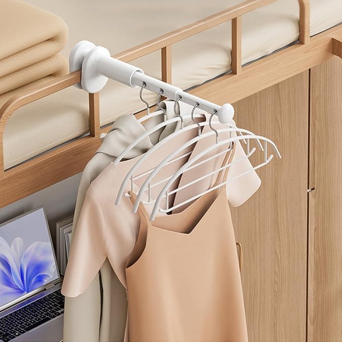 2Pcs Travel Drying Rack for Clothes, Portable Clothes Drying Rack with Retractable Rod Over Door Drying Rack, Foldable Hangers for Cruise, Rv, Dorm, Apartment, Hotel Laundry (White)