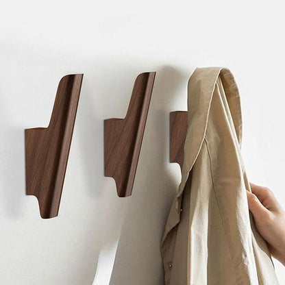 Wood Wall Hooks 4 Pack Coat Hooks Wall Mount Walnut Wooden Hooks for Hanging Hat, Bag, Backpack, Rustic Coat Hooks for Wall, Wood Towel Hooks for Bathrooms and Entryway Hooks (Walnut, Dark)