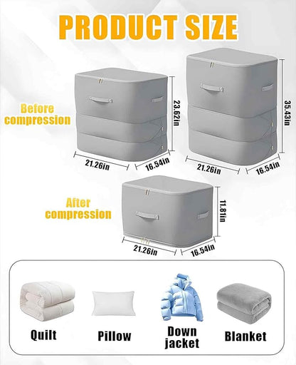 Gaahkai 2 Pack Compression Storage Bags for Bedding, Ultra Space Saving Self Comforter Organizer (21 x 17 x 24, 21 x 17 x 35)