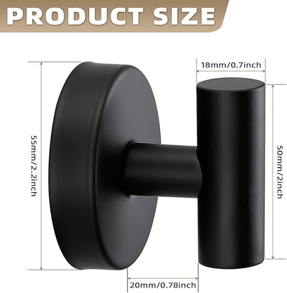 Suction Cup Hooks for Shower - Bathroom Reusable Hooks for Towels, Robes & Loofah - No-Drill Mounting on Kitchen, Walls, Metal, Glass, Mirrors, Tile & Smooth Non-Porous Surfaces Matte Black 4 Pack