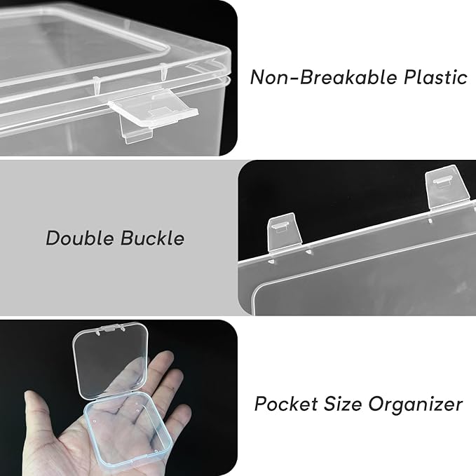 Guyuyii Bead Organizer Box - 30 Individual Small Clear Plastic Bead Organizers and Storage with Hinged Lid for Diamond Painting, Seeds & Jewelry - Portable Travel Container Set