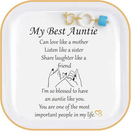 PUDDING CABIN Aunt Gifts, Aunt Gifts from Niece, Nephew Jewelry Dish, Gifts for Aunt mothers day, Auntie Gifts - Aunt Birthday Gift, Aunt Christmas Gifts, Present Gifts for New Aunt, To Be Aunt