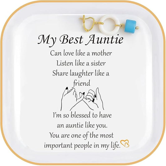 PUDDING CABIN Aunt Gifts, Aunt Gifts from Niece, Nephew Jewelry Dish, Gifts for Aunt mothers day, Auntie Gifts - Aunt Birthday Gift, Aunt Christmas Gifts, Present Gifts for New Aunt, To Be Aunt