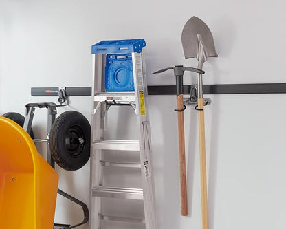 Rubbermaid FastTrack 2-Handle Hook (S Hook) Mounted Garage Storage and Space Saving Organization System Metallic Powder-Coated Steeel for Rakes/Brooms/Toys/Ladders