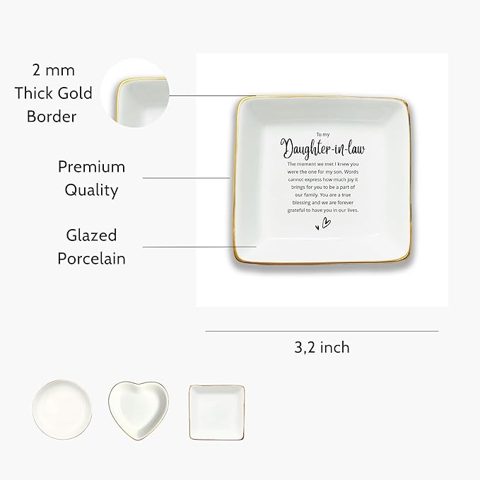 HatafaFurni Daughter In Law Gift, Ring Dish, Jewelry Dish, Present For Daughter In Law, Daughter In Law Birthday Gift, Bonus Daughter Gift, Future Daughter Gift From Mother In Law, White, mil01