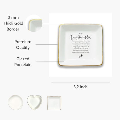 HatafaFurni Daughter In Law Gift, Ring Dish, Jewelry Dish, Present For Daughter In Law, Daughter In Law Birthday Gift, Bonus Daughter Gift, Future Daughter Gift From Mother In Law, White, mil01