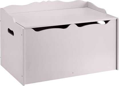 Amazon Basics Kids Wooden Toy Storage Chest with Safety Lid, Spacious Organizer for Bedroom, Gray, 30" x 18" x 19"