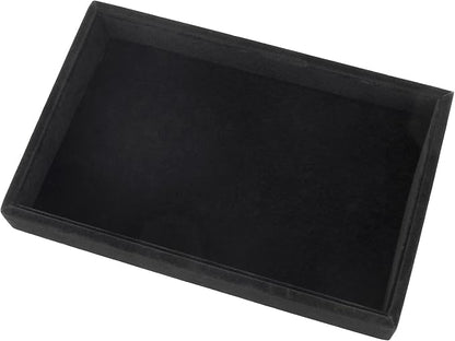 Mornajina 2 Pcs 9" x 5.7" Velvet Jewelry Tray Jewelry Display Tray, Stackable Empty Plate Trays for Earrings Necklaces Bracelet Rings Display Showcase - Black