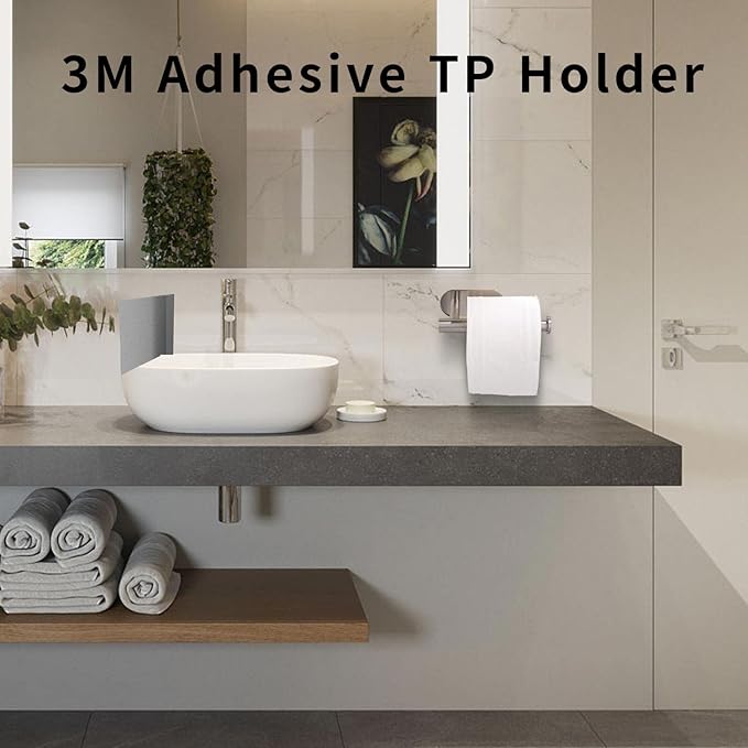 2 Pack-Toilet Paper Holder Self Adhesive Roll Holder Wall Mount for Bathroom and Washroom, No Drilling SUS304 Stainless-Silver