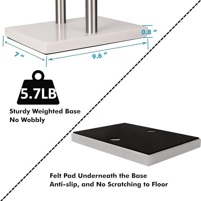 Standing Towel Rack Double-T Shape Tall Bath Towel Sheet Holder with Marble Design Base for Bathroom 2 Tier Towel Holder Stand Stainless Steel (Brushed Nickel)