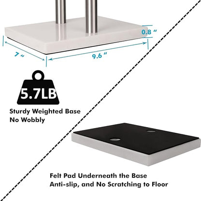 Standing Towel Rack Double-T Shape Tall Bath Towel Sheet Holder with Marble Design Base for Bathroom 2 Tier Towel Holder Stand Stainless Steel (Brushed Nickel)