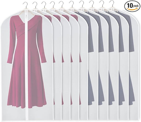 Zilink Clear Coat Covers Garment Bag 54-inch Garment Bags for Hanging Clothes Storage Bag for Coat with Full Length Zipper for Clothing Storage Bags Hanging, Set of 10