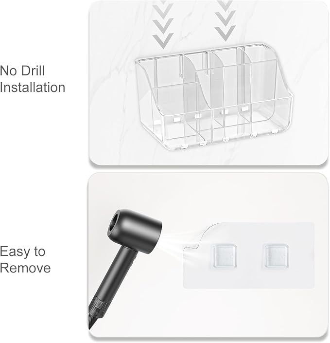 2-Pack Clear Wall-Mounted Toothbrush Holders, Tooth Brush & Toothpaste Holder for Bathroom Countertop or Wall