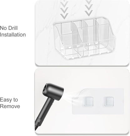 2-Pack Clear Wall-Mounted Toothbrush Holders, Tooth Brush & Toothpaste Holder for Bathroom Countertop or Wall