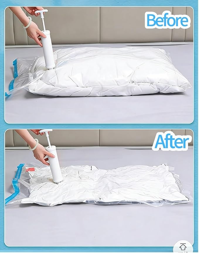 LICOZYVE Vacuum Storage Bags for Travel and Home,8 Pack Vacuum Seal Bags for Clothing,(with Electric Pump and Hand Pump,Jumbo 80 * 100)