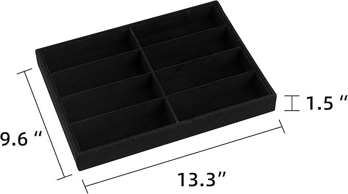 Frebeauty Sunglass Organizer,Velvet Glasses Organizer,8-Slot Sunglasses Tray for Drawer, Men's/Women's Sunglasses Box, Glasses Holder for Watch Stackable Eyeglass/Eyewear Display Tray(Black)