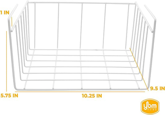 YBM HOME Under Shelf Wire Basket Storage Organizer for Kitchen Pantry - Hanging Storage Cabinet Organizer Rack Adds Extra Storage Space Underside The Shelf (1, Small)