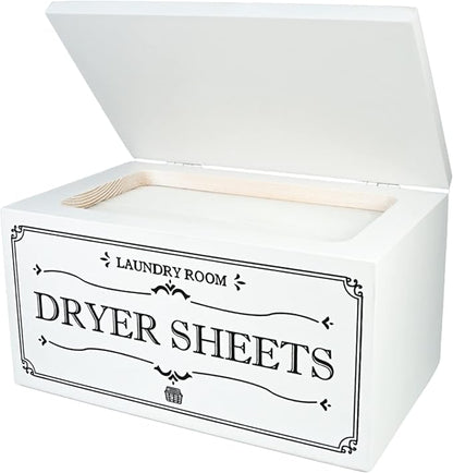 Farmhouse Dryer Sheet Dispenser/Holder Box with hinged Lid - Rustic Farmhouse Laundry Room Organizer - Fabric Softener Dispenser - Storage Container