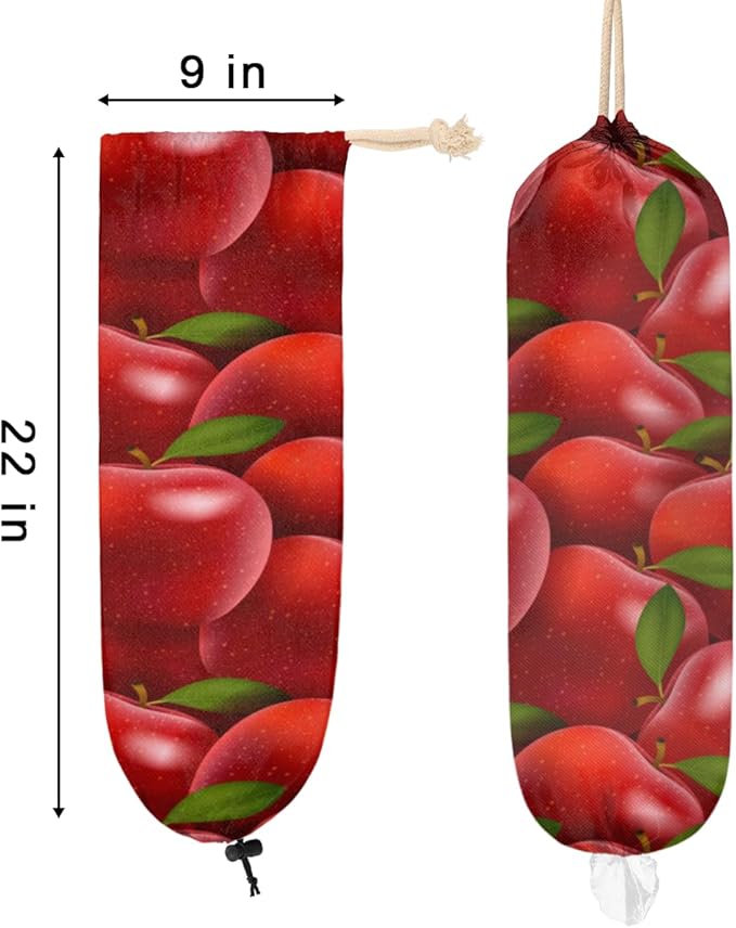 Apples Fruits Plastic Bag Holder - Garbage Shopping Trash Bags Carrier Organizer Dispenser Grocery Bag Storage Holder for Kitchen Closet Pantry Laundry