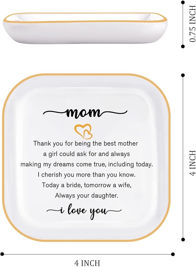 PUDDING CABIN Mother of the Bride Gifts Jewlery Dish - Today a Bride, Tomorrow a Wife, Always Your Daughter - Wedding Day Gifts for Mom from Daughter in Law