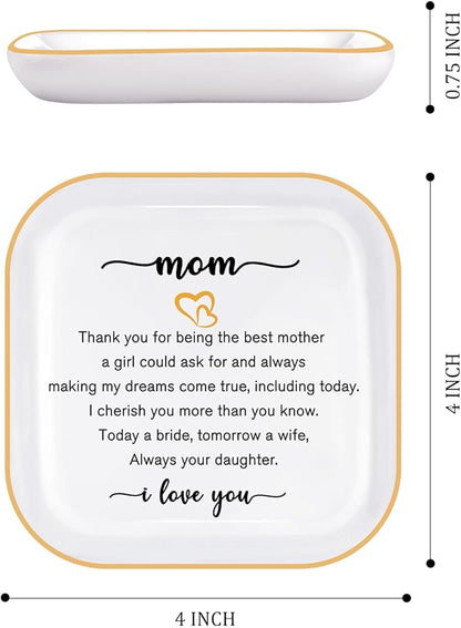 PUDDING CABIN Mother of the Bride Gifts Jewlery Dish - Today a Bride, Tomorrow a Wife, Always Your Daughter - Wedding Day Gifts for Mom from Daughter in Law