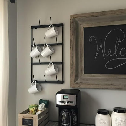 Claimed Corner Mug Rack with Sturdy Steel Frame, Matte Black Finish, Removable Rubber Caps, Wall Mounted (Mini ‎14" x 24")