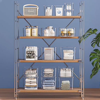 2Extra Large Lidded Plastic container , Clear Stackable Storage Boxes for Cabinets, Organization and Storage for Shelves Office Bathroom (2Extra Large)