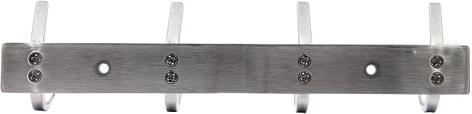 WEBI C-CBG04 Heavy Duty Stainless Steel 304 Hook Rail Coat Rack with 4 Hooks, Satin Finish, Great Home Storage & Organization for Bedroom, Bathroom, Foyers, Hallways