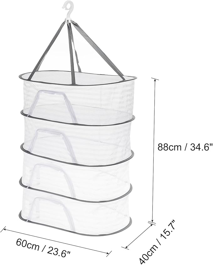 PATIKIL Folded Mesh Clothes Hanging Dryer, 4-Tier Sweater Drying Rack Folding Laundry Drying Rack for Indoor, Outdoor, Sweater, Clothing, 23.6" x 15.7" x 49.6"
