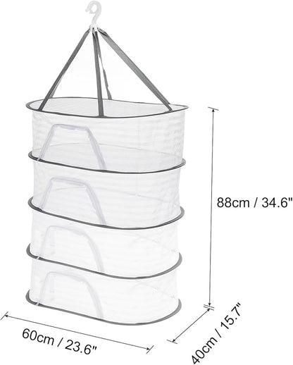 PATIKIL Folded Mesh Clothes Hanging Dryer, 4-Tier Sweater Drying Rack Folding Laundry Drying Rack for Indoor, Outdoor, Sweater, Clothing, 23.6" x 15.7" x 49.6"