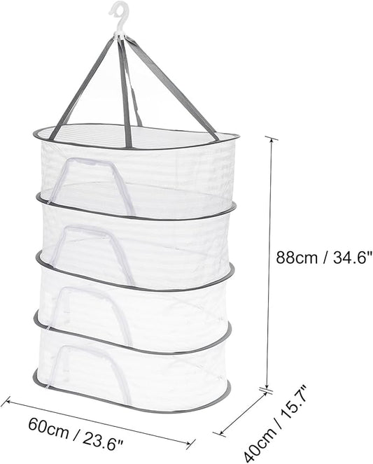 PATIKIL Folded Mesh Clothes Hanging Dryer, 4-Tier Sweater Drying Rack Folding Laundry Drying Rack for Indoor, Outdoor, Sweater, Clothing, 23.6" x 15.7" x 49.6"
