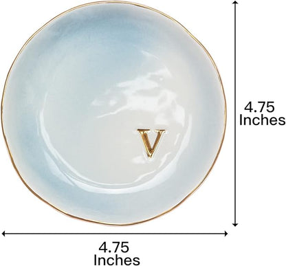 COLLECTIVE HOME - Ceramic Jewelry Tray, Decorative Trinket Dish for Rings Earrings Necklaces Bracelet Watch Keys, Birthday Mother's Day Christmas Gift for Women, 4.75", Colored Surface (V)