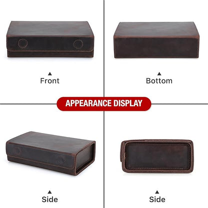 CataPurus Sunglasses Organizer Case for Man & Woman, Top Grain Leather & Handmade, Portable Travel Eyeglasses Storage Holder