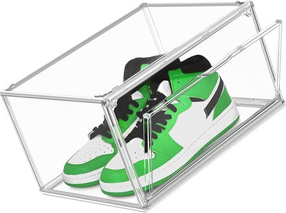 DAYOOH Acrylic Shoe Box, Sneaker Display Case Transparent Box Shoe Storage Bins Clear Plastic Stackable Boot Handbag Organizer Containers with Lids, 1Pack Size 12