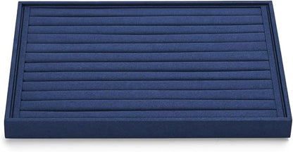 7 Slots Microfiber Jewelry Tray, Ring Display Earring Display Tray, Ring Earrings Studs Tray Showcase Display Jewelry Organizer (Blue)