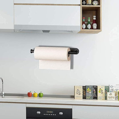 Paper Towel Holder Under Cabinet-Matt Black Self Adhesive Paper Towel Holder for Bathroom Countertop Organizer Horizontal or Vertical Wall Mounted for Kitchen Accessories