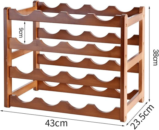 16 Bottle Wooden Wine Rack,4 Tier Free Standing Wine Storage Holder,Retro Minimalist Style Home Decorations Wine Display Shelves for Cabinet,Cupboard,Countertop