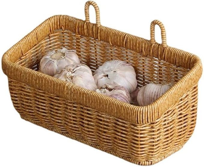 Wall Hanging Basket for Organizing,Hand-Woven Hanging Storage Baskets Wall Storage for Kitchen and Bathroom(S)