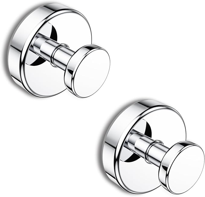 Bntuk Suction Cup Hooks for Shower, Removable Towel Hooks for Bathroom Window Glass Door Wall, Bath Robe Looafh Hook for Hanging - 2 Pack, Chrome