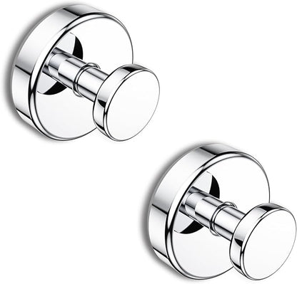 Bntuk Suction Cup Hooks for Shower, Removable Towel Hooks for Bathroom Window Glass Door Wall, Bath Robe Looafh Hook for Hanging - 2 Pack, Chrome
